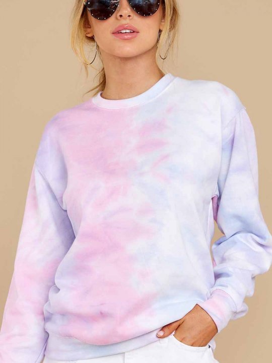 Women's Tie Dye Sweatshirt Crew neck Pullover