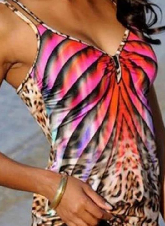 Women's Tankinis Leopard Padded V Neck Vacation Tankini