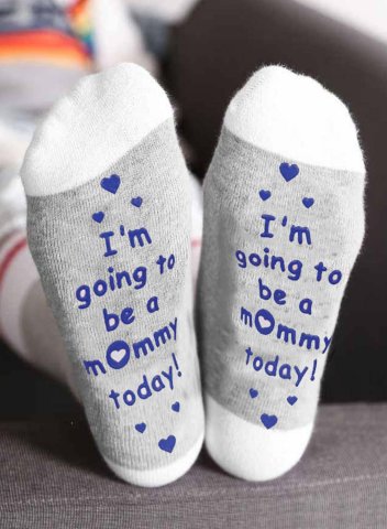 Women's Funny Socks - I'm Going to be a Mommy Today Color Block Paw Print Letter Cute Socks