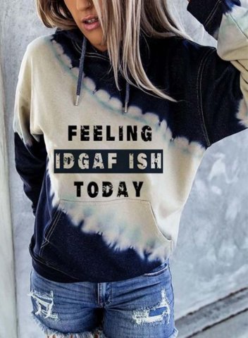 Women's Feeling Kinda IDGAF-ish today Hoodies Drawstring Letter Long Sleeve Color Block Pocket Hoodies