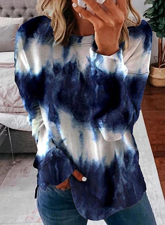 Tie Dye Round Neck Long Sleeves Sweatshirt