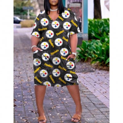 Pittsburgh Steelers print pocket dress