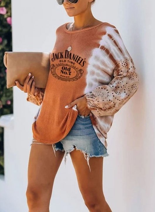 Tie Dye Day Drinking because 2020 Sucks Print Long Sleeve Off Shoulder Loose Tunic Sweatshirt