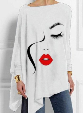 Women's Pullovers Abstract Portrait Long Sleeve Round Neck Casual Tunic Pullover
