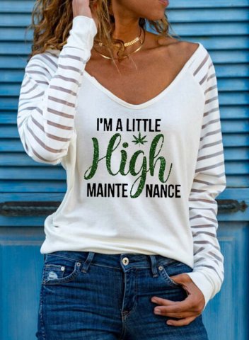 Women's I'm A Little High Maintenance Sweatshirts V Neck Long Sleeve Solid Letter Daily Sweatshirts