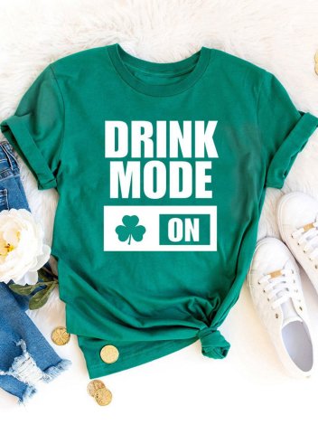 Women's St Patricks Shamrock T-shirts Letter Drink Mode on Print Short Sleeve Round Neck Daily T-shirt