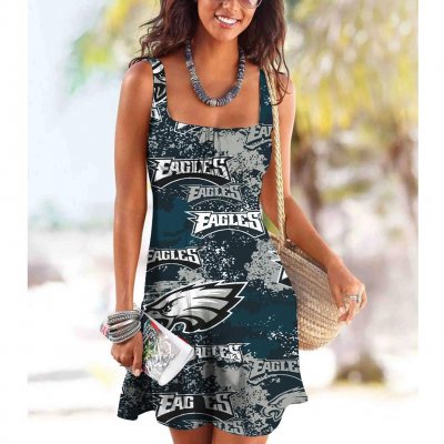 Philadelphia Eagles Tube Top Team Print Sleeveless Vest Dress