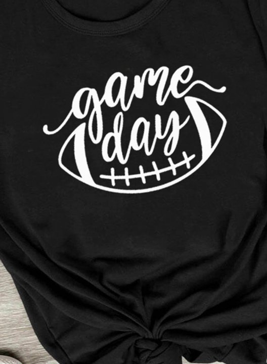 Women's Football & Game Day GraphicT-shirts Short Sleeve Round Neck Daily Casual Black T-shirt