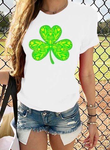 Women's St Patrick's Day T-shirts Shamrock Print Short Sleeve Round Neck Daily T-shirt