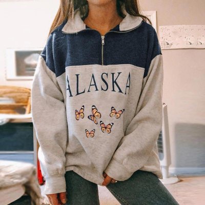 Alaska Sweatshirt Butterfly 'ALASKA' Zip Pullover