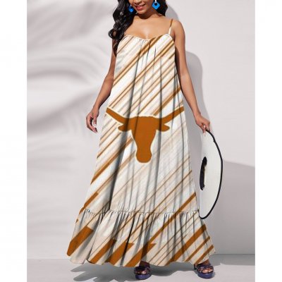 NCAAF Texas Longhorns Printed Tie Back Pocket Strap Swing Dress