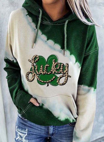 Women's St.Patrick's Day Hoodies Shamrock Print Festival Leopard Lucky Print Drawstring Long Sleeve Hoodie