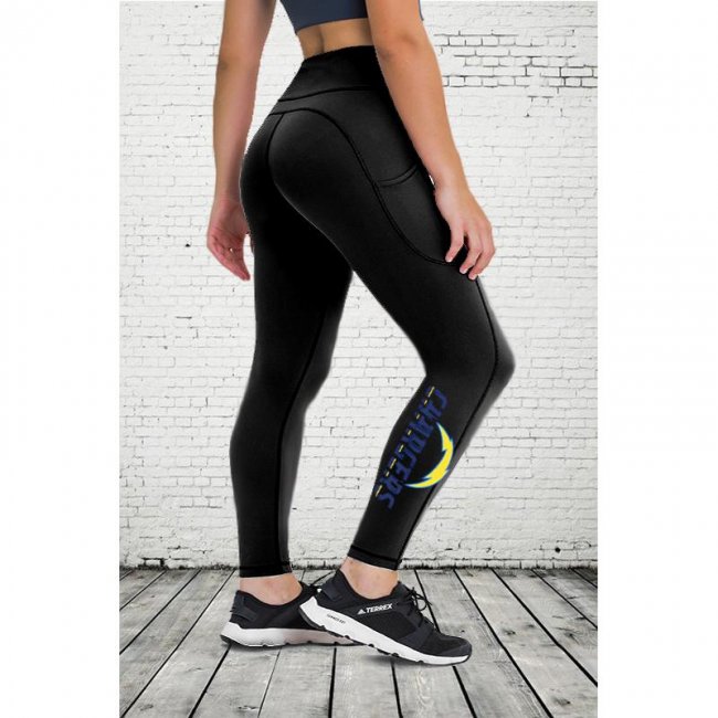 LOS ANGELES CHARGERS Women's High Pocket Waist Yoga Pants Slimming Booty Leggings Workout Running Butt Lift Tights