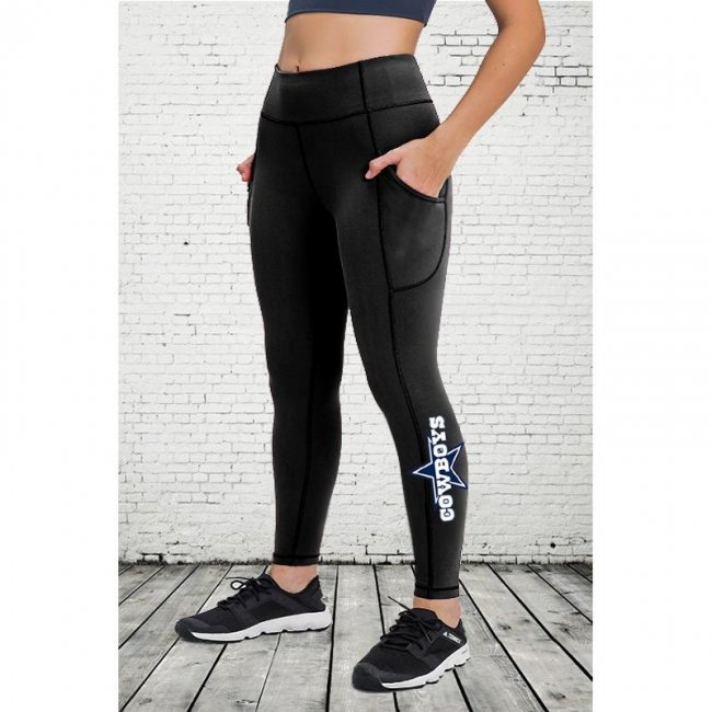 DALLAS COWBOYS Women's High Pocket Waist Yoga Pants Slimming Booty Leggings Workout Running Butt Lift Tights