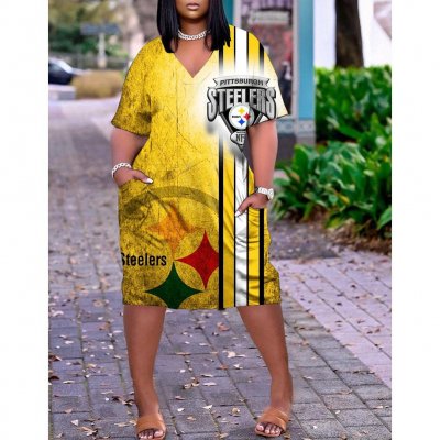 Pittsburgh Steelers print pocket dress