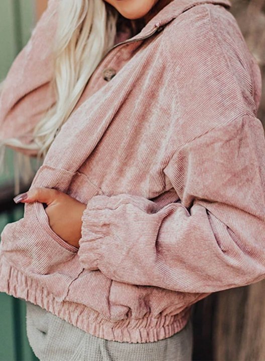 Woman Mama Bear Pink Coat Long Sleeve Daily Casual Coat