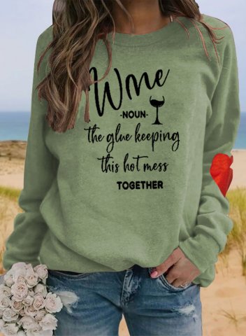 Wine The Glue Holding This 2020 Sweatshirt Casual Crew Neck Print Long Sleeve Sweatshirts