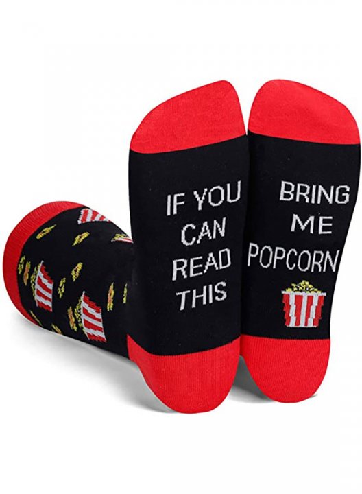 If you can read this, bring me Popcorn Print Christmas Socks Letter Print Socks