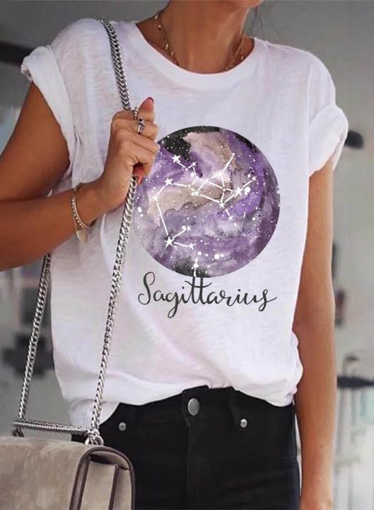 Women's T-shirts Letter Print Short Sleeve Round Neck Daily Date T-shirt