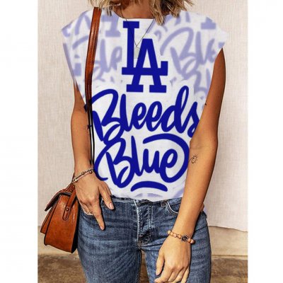 Women's Los Angeles Dodgers Printed Short Sleeve Casual T-shirt