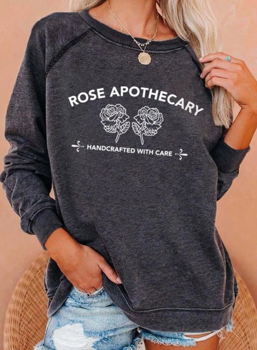 Women's Rose Apothecary Sweatshirts Long Sleeve Round Neck Print Sweatshirt