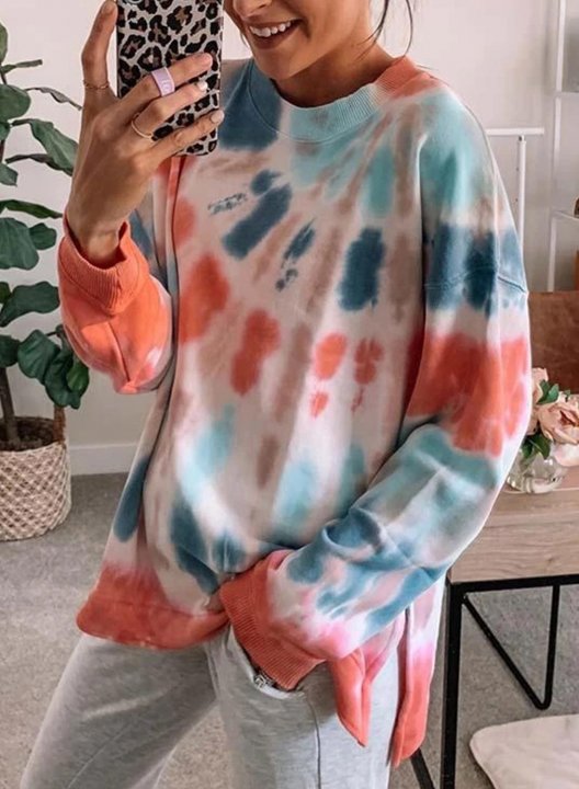 Women's Tie Dye Crew Neck Long Sleeve Sweatshirt