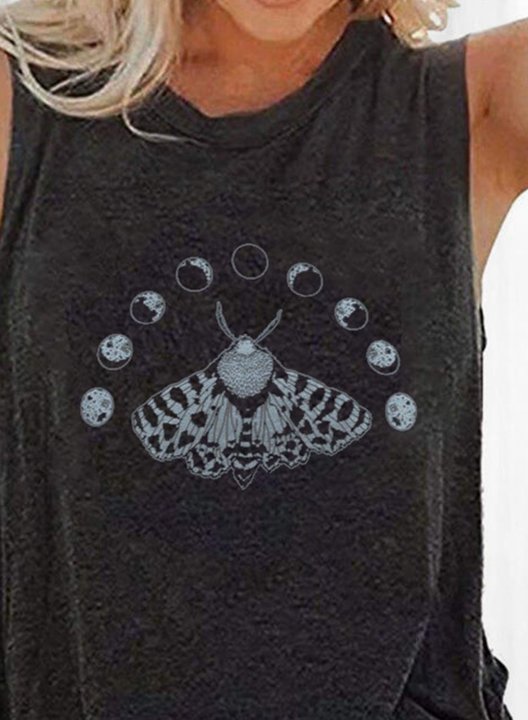 Women's Tank Tops Solid Animal Print Round Neck Sleeveless Daily Casual Tank Tops