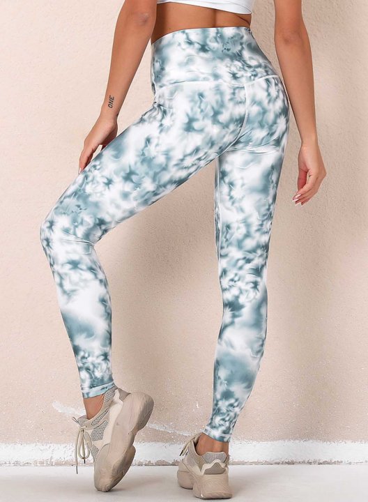 Women's Leggings Slim Color Block Tiedye Mid Waist Casual Full Length Track Pants