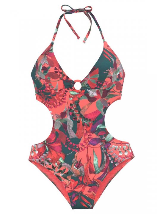 Women's One Piece Swimwear Floral V Neck Vintage Vacation One-Piece Swimsuits One-Piece Bathing Suits
