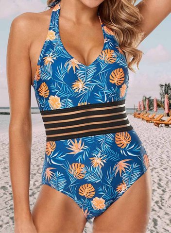 Women's One-Piece Swimsuits One-Piece Bathing Suits Cut Out Leopard Halter One-Piece Swimsuit