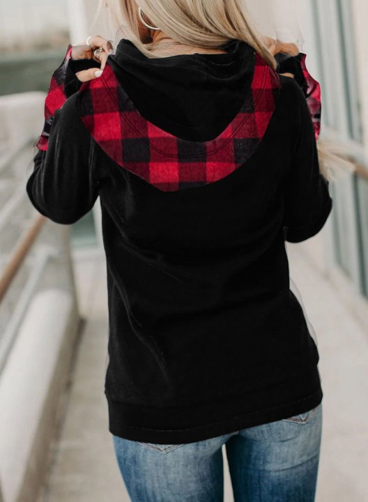 Long Sleeve Color Block Casual Hoodie