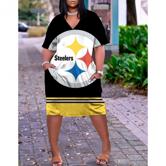 Pittsburgh Steelers print pocket dress