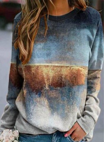 Women's Sweatshirts Landscape Long Sleeve Round Neck Casual Sweatshirt