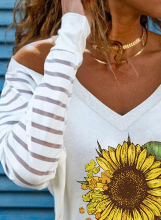 Women's T-shirts Sunflower Cold Shoulder T-shirt