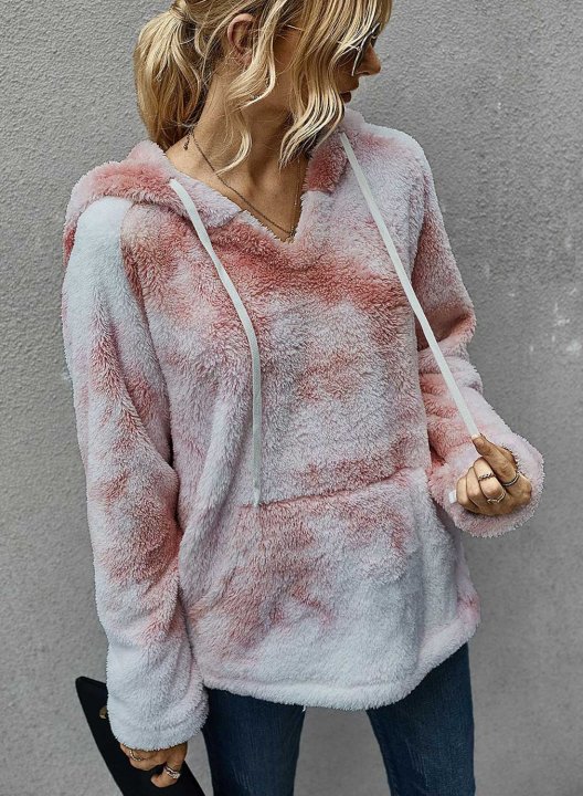 Winter Fashion Tie-Dye Hooded Women's Thick Sweatshirt