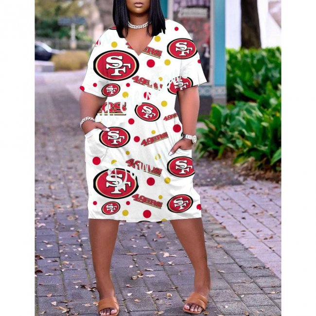 San Francisco 49ers printed V-neck dress with pocket