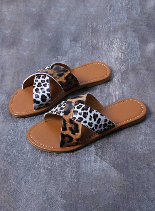 Women's Slippers Leopard PU Leather Casual Daily Summer Slippers