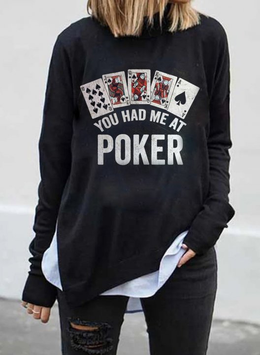 Poker Print Long Sleeve Sweatshirt