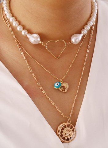Women's Necklaces Solid Heart-shaped Metal Necklaces
