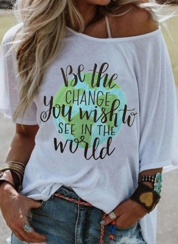 Women's T-shirts Be The Change You Want To See In The World Slogan Multicolor Summer Casual Daily T-shirts
