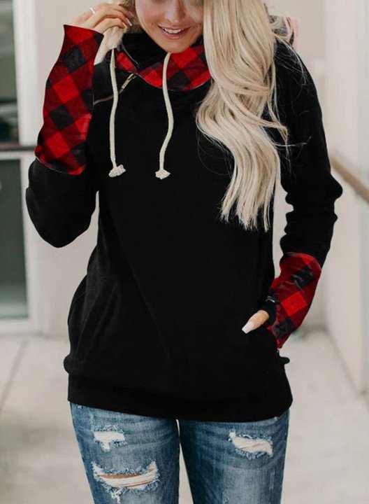 Long Sleeve Color Block Casual Hoodie