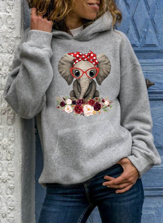 Women's Hooded Animal Print Long Sleeve Hoodie