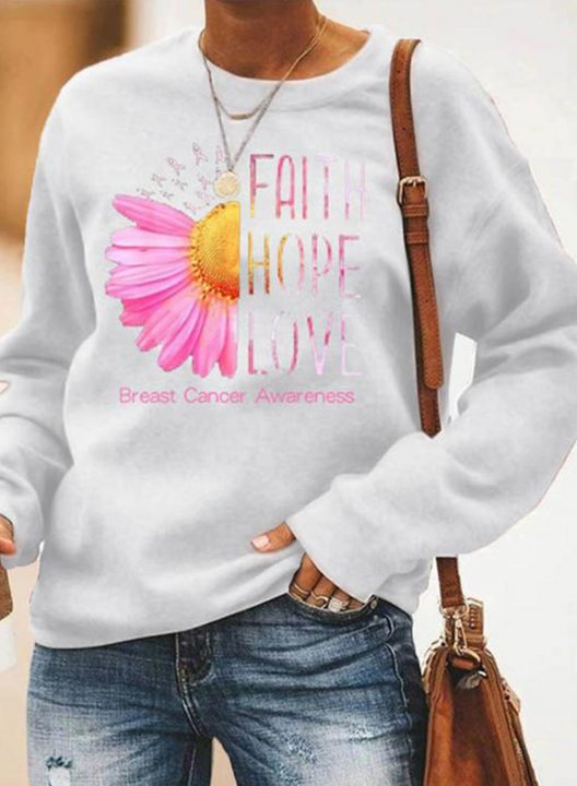 Women's Sweatshirts Flower & Faith Hope Love Print Long Sleeve Round Neck Casual Sweatshirt