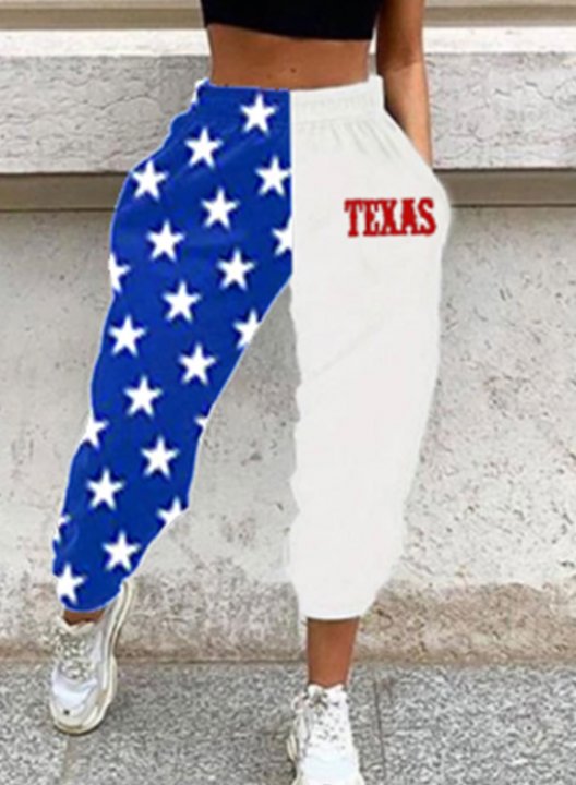 Women's Texas Print Joggers Straight Texas Independence Day High Waist Daily Casual Sweatpants