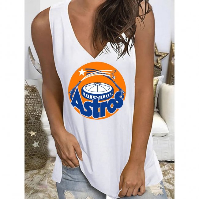 Women's Baseball Print V-neck Sleeveless Vest