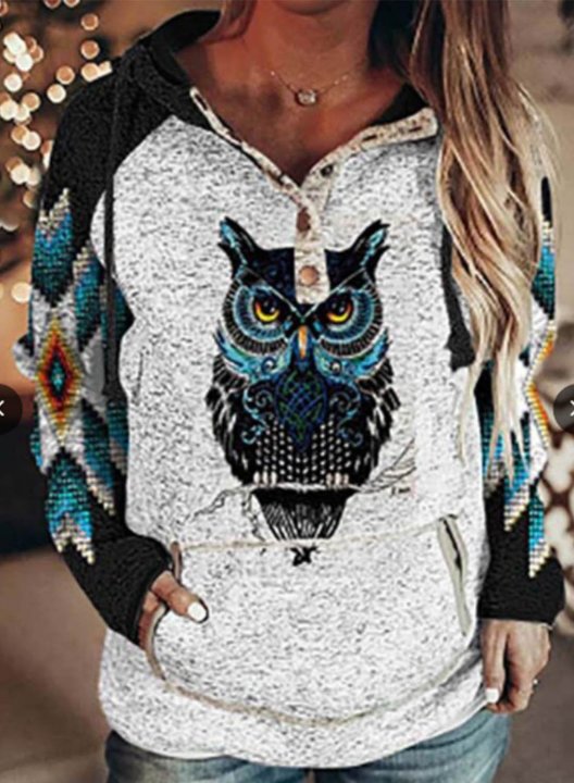 Women's Hoodies Animal Print Color Block Long Sleeve Pocket Hoodie