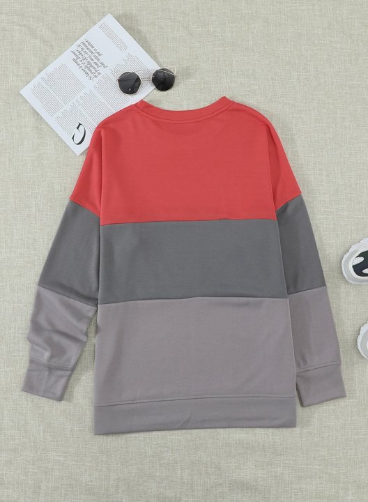 Woman's Striped Contrast Stitching Sweatshirt