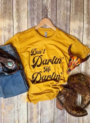 Women's Dont Darlin me Darlin T-shirts Letter Short Sleeve Round Neck Casual Graphic T-shirt