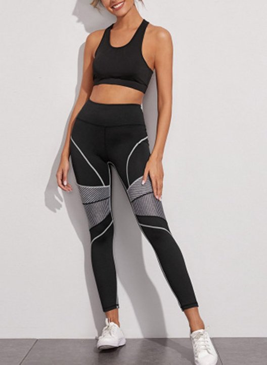 Women's Leggings Slim Color Block High Waist Casual Track Pants