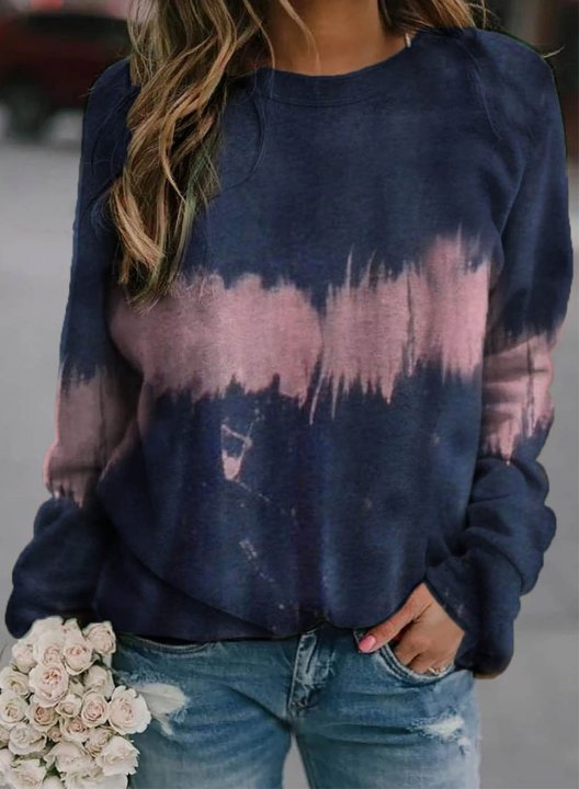 Print Round Neck Long Sleeve Sweatshirt